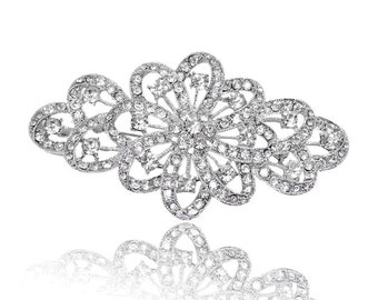 Crystal Rhinestone Brooch for Wedding Bridal Sash, Cake Decoration, Gift Box, Ring Pillow, Bouquet BRO-036 (10CM  or 4 inch)