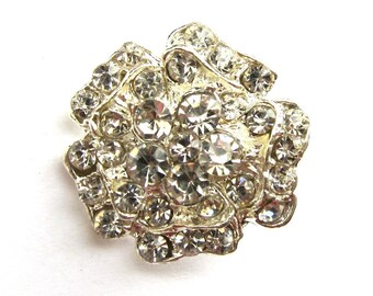 5 Rhinestone buttons for Wedding Decoration Invitation Card Ring Pillow Scrapbooking RB-019 (21mm or 0.8inch)