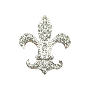 5pc Crystal Rhinestone Fleur de Lis Flatback Buttons Wedding Invitation Card Candle Guest Book FRB-016 38mm or 1.5inch image 1