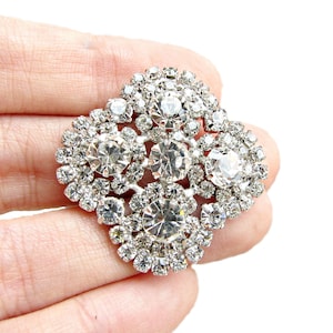 6 Sparkling Crystal Rhinestone buttons for Wedding Decoration Invitation Card Shoe Clip Jewelry Supply RB-073 (28mm or 1.1inch)