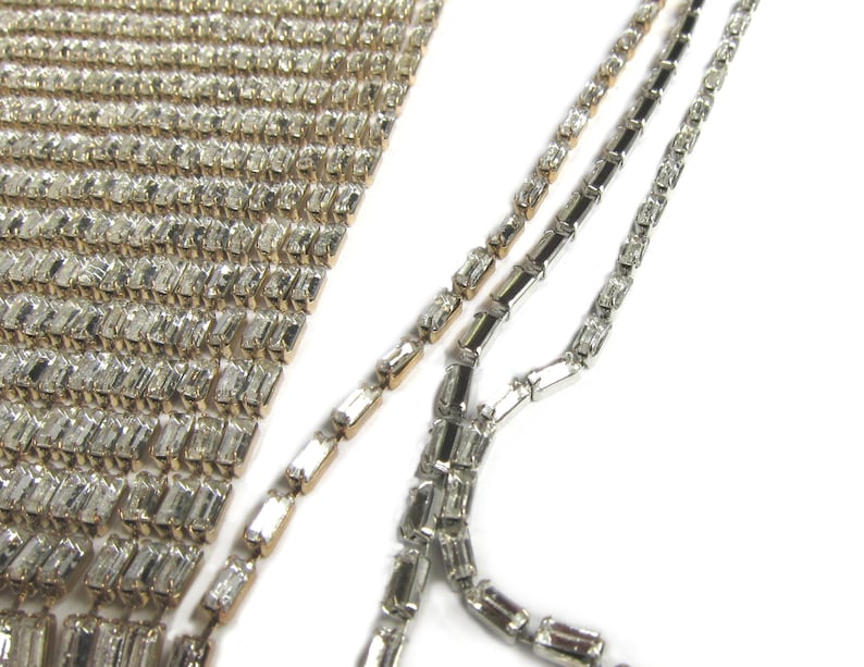 Baguette Rhinestone Chain, 2 Feet of 5x2.5, Clear Crystal, Vintage Trim, Wedding Cake Chain, ArtDeco Trim, Bridal Crystal Chain image 2