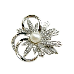 2 pcs Pearl Rhinestone Brooch Component - Bridal Shoe Clips, Hair Accessories, Brooch Bouquet, Garter BRO-007 (45mm or 1.8inch)