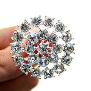 5 Crystal Rhinestone Buttons for Wedding Decoration Invitation Card Ring Pillow Gift Box Scrapbooking RB-026 (27mm or 1.1 inch)