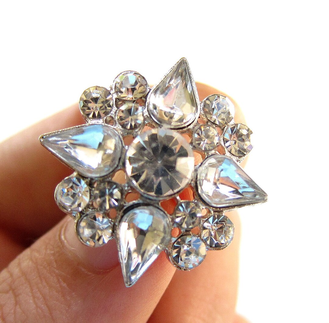 5 Crystal Rhinestone Buttons for Wedding Decoration Invitation Card ...