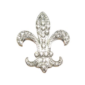 5pc Crystal Rhinestone Fleur de Lis Flatback Buttons Wedding Invitation Card Candle Guest Book FRB-016 38mm or 1.5inch image 2