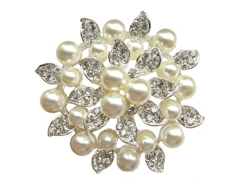 BROCHE Cristal Strass BR078 - Pour Mariage, Invitation, Décoration Gâteau - Neuf Sans Emballage
