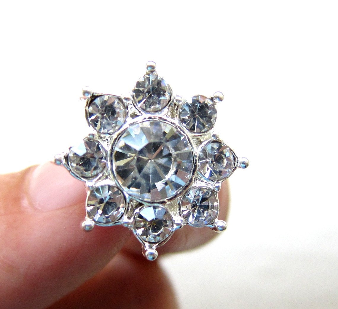 5 Crystal Rhinestone Buttons - Star Shape for Wedding Invitation Card ...