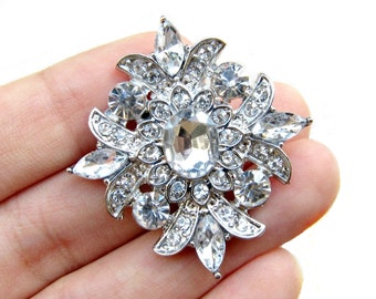5pc Sparkling Rhinestone buttons for Wedding Invitation Card Scrapbooking Jewelry Supply RB-062 (38mm by 35mm or 1.5inch by 1.4inch)
