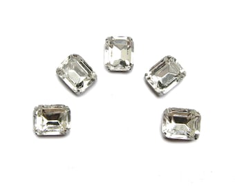 40 Rose Montees Emerald Cut 10mm x 8mm Rhinestone beads for Wedding Gown Jewelry Beaded Sash Shoes and Hair Accessories