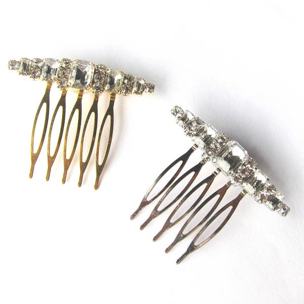 Crystal Rhinestone Haircomb or Connector, Bridal Hair Accessories, Bridal Sash CN-013 (49mm or 1.9inch)