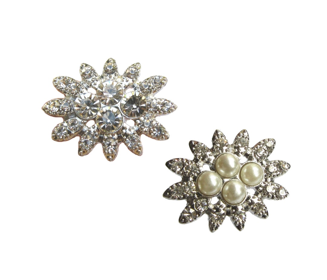 5 Crystal Pearl Rhinestone Buttons for Wedding Hair Accessories ...
