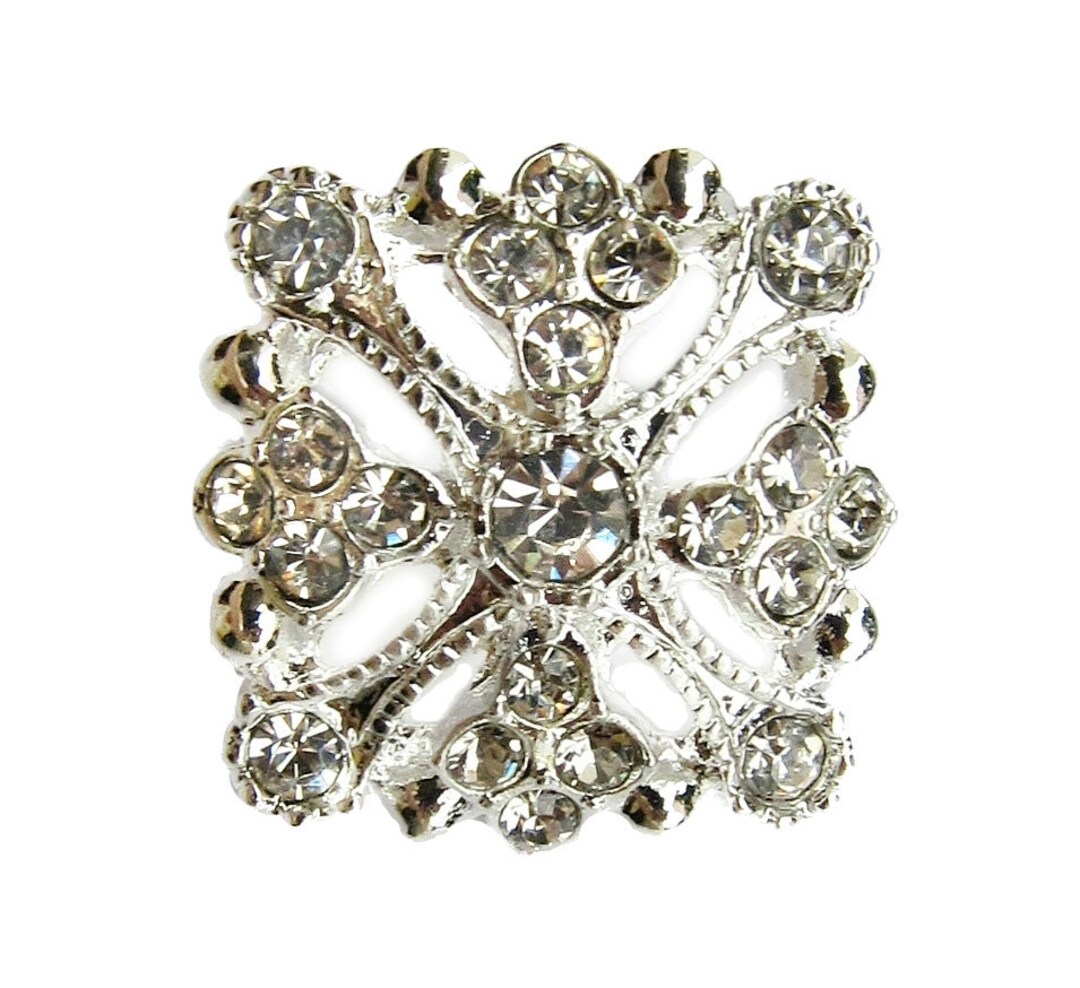5 Square Crystal Rhinestone Buttons for Wedding Hair Accessories ...