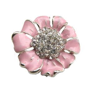 5 Enamel Flower Rhinestone buttons Pastel Pink - Wedding Bridemaid Hair Accessories Scrapbooking RB-048PP (size 24mm or 0.9 inch)