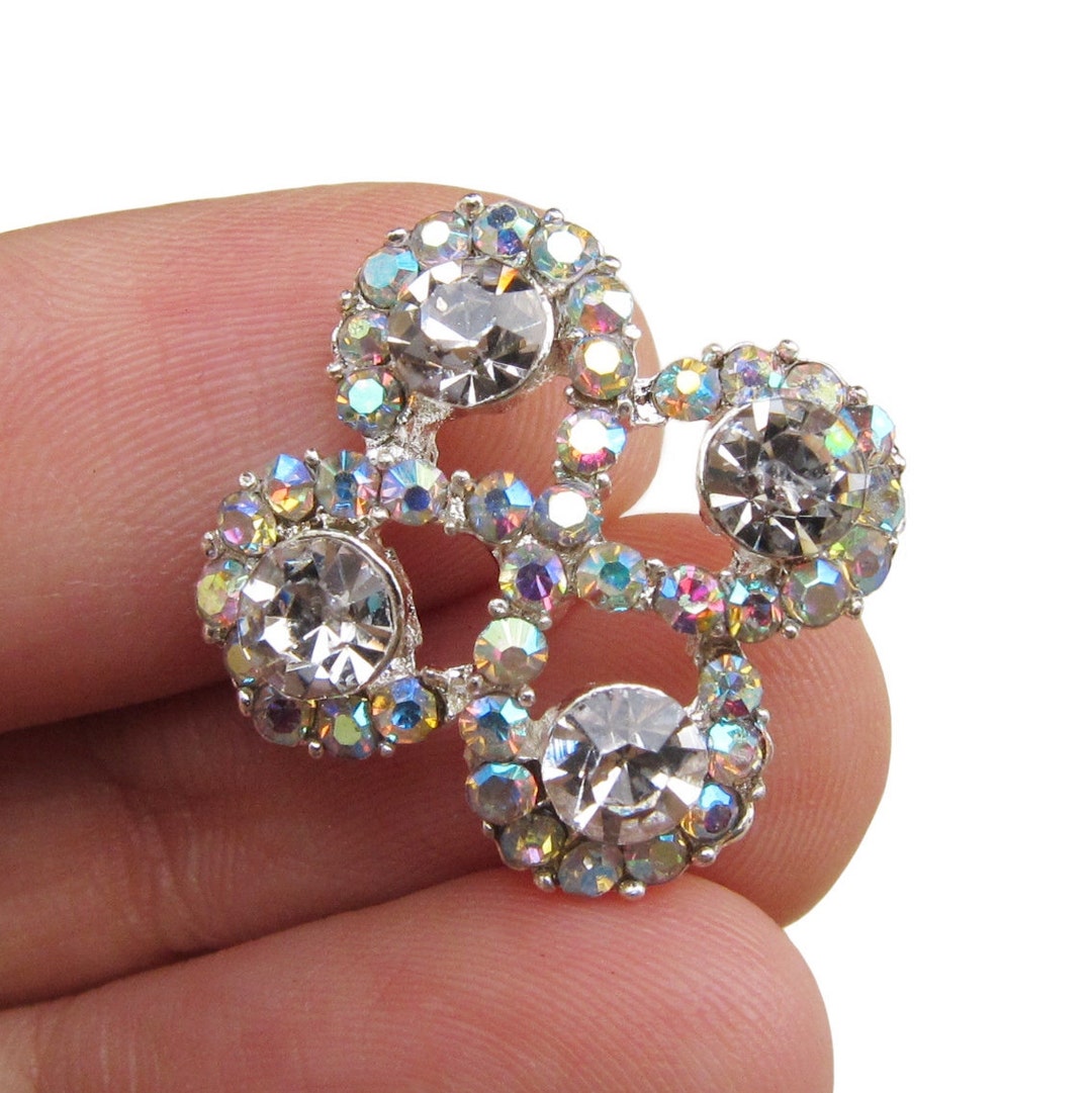 5 Crystal Rhinestone Buttons for Wedding Hair Accessories Scrapbooking ...