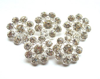 5 Crystal Rhinestone Button for Wedding Decoration Invitation Card Napkin Ring Scrapbooking RB-005 (18mm or 0.7inch)