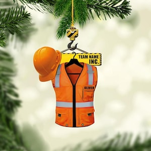 Personalized Construction Ornament: Excavator, Vest Decor