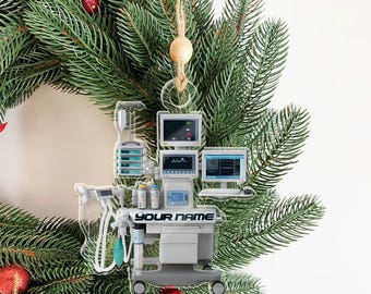 Personalized Anesthesia Machine FLAT Ornament, Medical Equipment Ornament, Nurse Keepsake