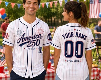 Personalized USA 250th Anniversary Baseball Jersey, America 1776–2026 Shirt, Team Shirt