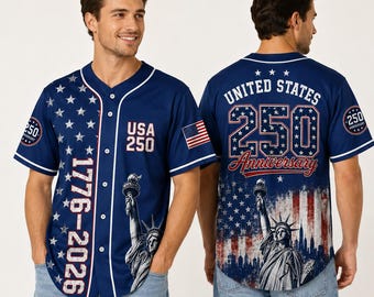 USA 250th Anniversary Baseball Jersey - Patriotic Statue of Liberty Shirt, America 1776–2026 Jersey, Fourth of July Gift