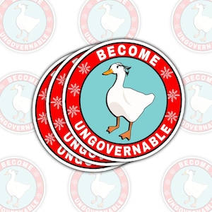 1PCS Become Ungovernable Goose Sticker with Knife Anarchist, Knife Goose Adult Dark Humor Decals, Waterproof Vinyl Anarchist Stickers