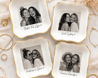 Personalised Photo Trinket Dish: Custom Jewelry Ring Dish, Bestie Gift, Wedding Gift, Bridesmaid Proposal, Trinket Tray for Best Friend