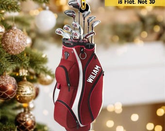 Personalized Golf Bag Ornament, Custom Acrylic Christmas Gift
