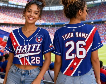 Personalized Haiti Crop Top Jersey for Women, Haiti Football Women Shirt, Game Day Crop Top, Fan Gift