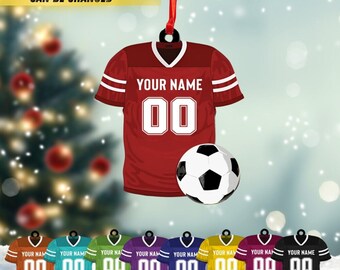 Personalized Soccer Ornament, Custom Name & Number, Acrylic Christmas Gift