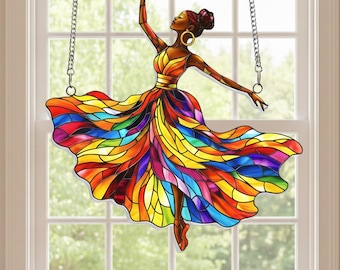 African American Women Acrylic Window Hanging, Black History Month Gift