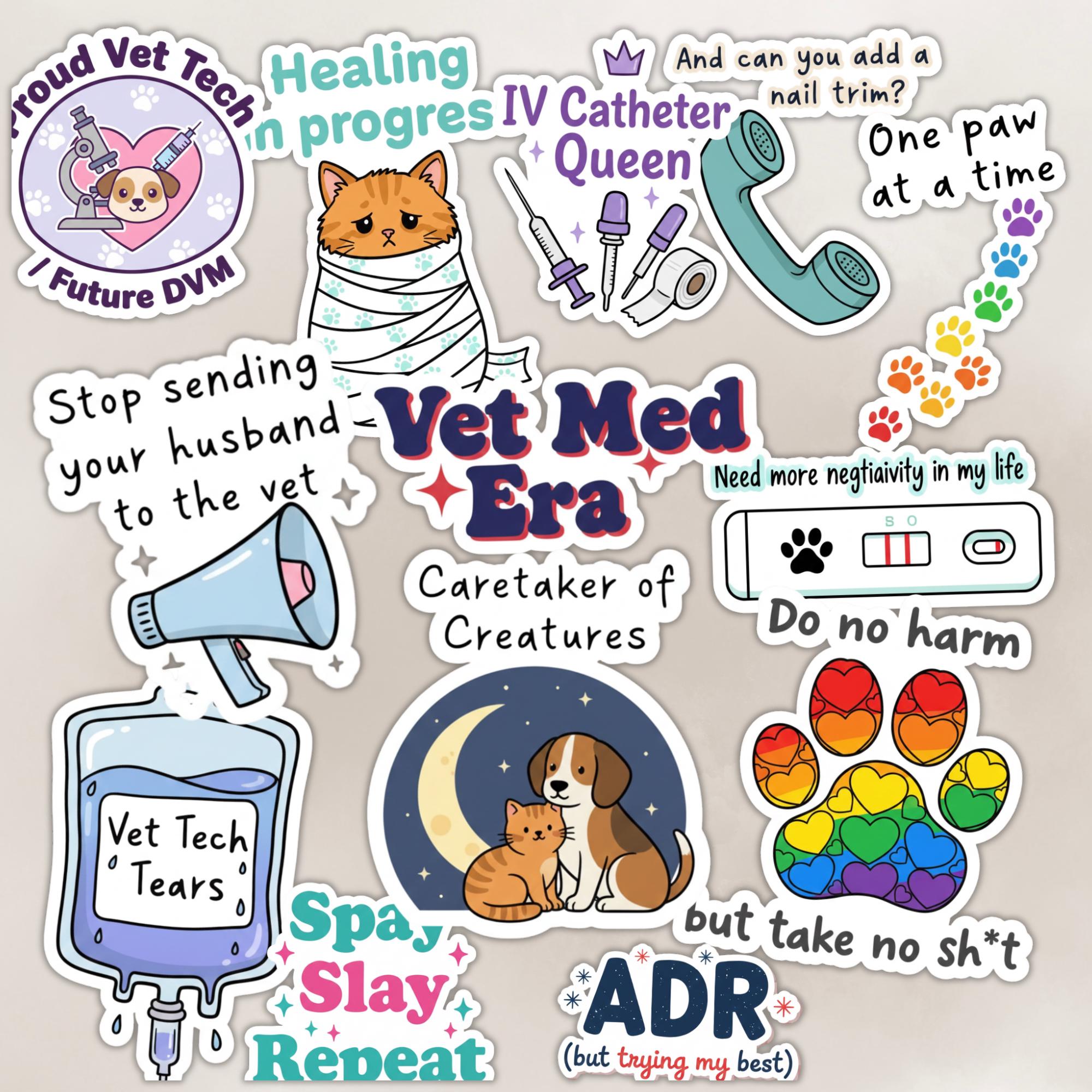 15pcs Funny Vet Med Stickers, Veterinary Tech Humor, Animal Lover Gift ...