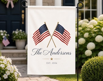 Personalized USA 250 Anniversary Garden Flag, Patriotic Garden Flag, Grandmillennial Patriotic Flag, 4th July  House Decor