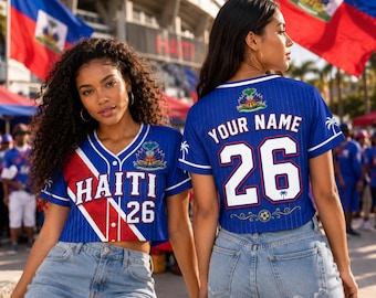Personalized Haiti Crop Top Jersey - Haiti Football Women Shirt, Game Day Crop Top