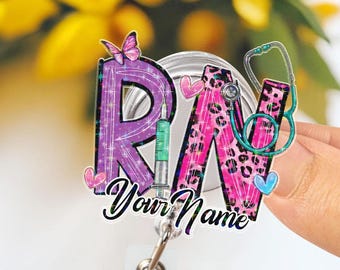 Personalized Nurse Badge Reel Custom Registered Nurse Badge Reel, Nurse Badge Tag Holder Work ID Card, New Doctor RN LPN Clip Badge Reel