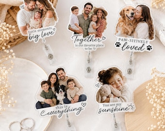 Custom Photo Badge Reel, Personalized Baby Face Retractable ID Holder, Nurse Gift