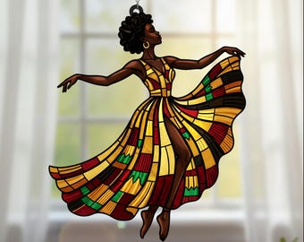 African American Women Acrylic Window Hanging, Vibrant Cultural Wall Art, Black History Month Gift