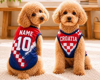 Personalized Croatia Pet Soccer Jersey, Soccer Outfit for Dogs Cats, Croatia Football Shirt, Cute Puppy Sportswear