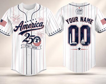 Custom Name USA 250th Anniversary Baseball Jersey, America 1776–2026 Shirt, Team Shirt
