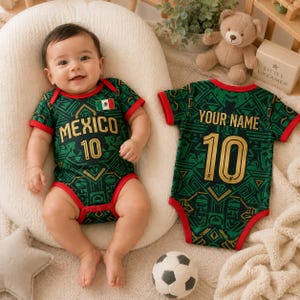 Custom Mexico 2026 World Soccer Baby Suit, Personalized Name Number Kid Jersey, Soccer Uniform Kit Youth Kids, Gift For Newborn