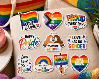 50pcs LGBTQ Love is Love sticker pack, Pride Rainbow Sticker Pack, Equality Vinyl Waterproof Decal for Laptop Water Bottle Gift Stickers