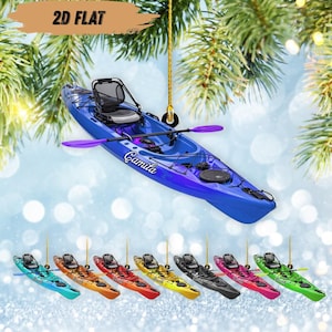 Personalized Kayak Ornament | Unique Christmas Gift, | Custom Name Kayak Christmas Ornament | 2D flat ornament