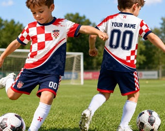 Personalized Croatia Kid Soccer Jersey - Custom Name Number Croatia Jersey Youth Kid, Croatia Football Shirt Fan Gift