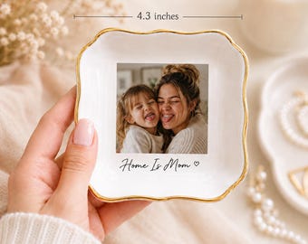Custom Photo Trinket Tray | Mom Ring Dish | Gifts for Mothers Day, Jewelry Storage, Mom Photo Gift, Photo Trinket Dish