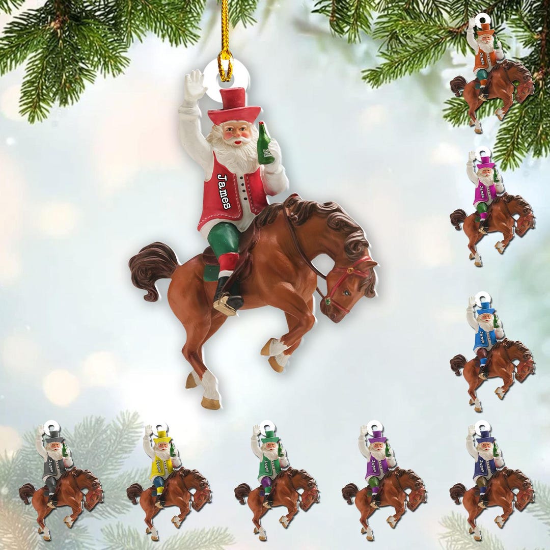 Personalized Santa Rodeo Cowboy Rider Flat Ornament, Gift for Kids ...