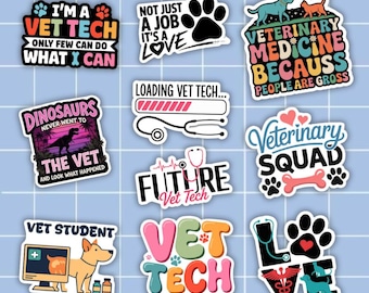 Funny Vet Tech Stickers - Waterproof Vinyl Decals for Animal Lovers