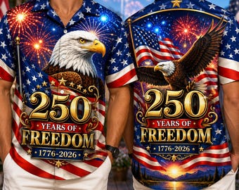 250 Years USA Anniversary Hawaiian Shirt 1776-2026, Patriotic USA Flag Shirt, 4th of July Gift