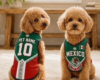 Personalized Mexico Pet Soccer Jersey, Soccer Outfit for Dogs Cats, Mexico Football Shirt, Cute Puppy Sportswear