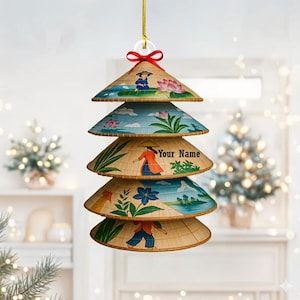 Custom Vietnamese Non la Flat Ornament, Vietnam Culture Christmas Decoration, Vietname Cultural Lover Gifts