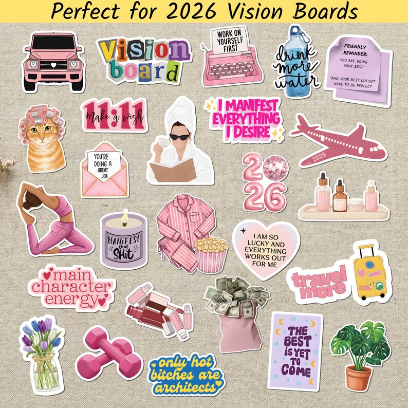 26 Pcs Vision Board 2026 Aesthetic Stickers, 2026 Goals Manifesting ...