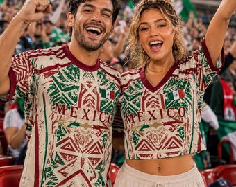 Custom Mexico Soccer Crop Top Jersey, Personalized Name Number Crop Tee, Bachelorette Party Outfits, Women Festival Shirt Football Fan