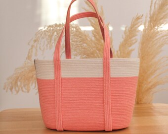 Bolso de hombro para mujer ecológico de cuerda de algodón.